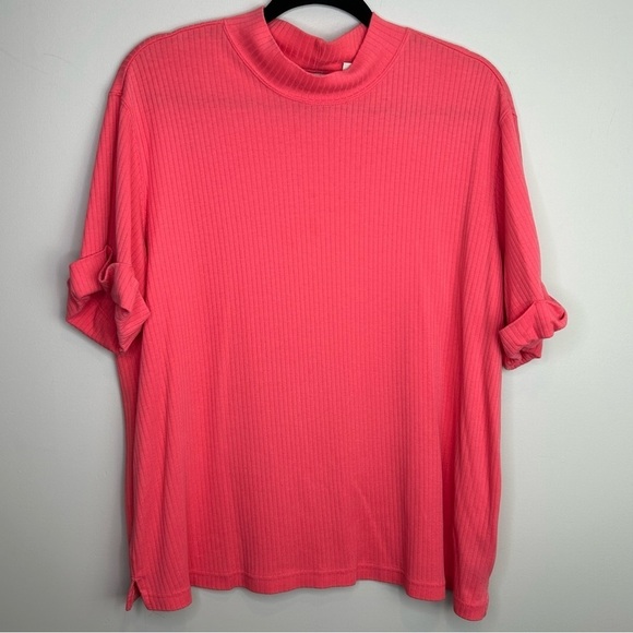 Plus Size coral short‎ sleeve ribbed women’s top size 1XL - Picture 1 of 6